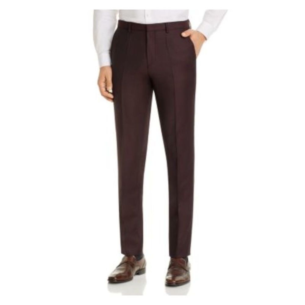 HUGO BOSS Mens Burgundy Slim Fit Pants 38R